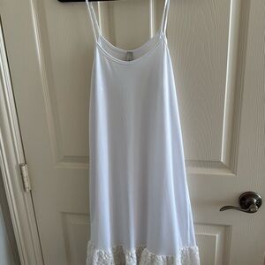 White Slip dress with lace hem